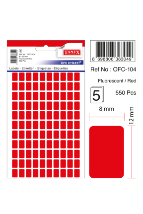 Tanex Ofc-104 Flo Kırmızı Ofis Etiketi
