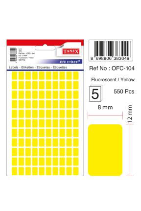 Tanex Ofc-104 Flo Sarı Ofis Etiketi