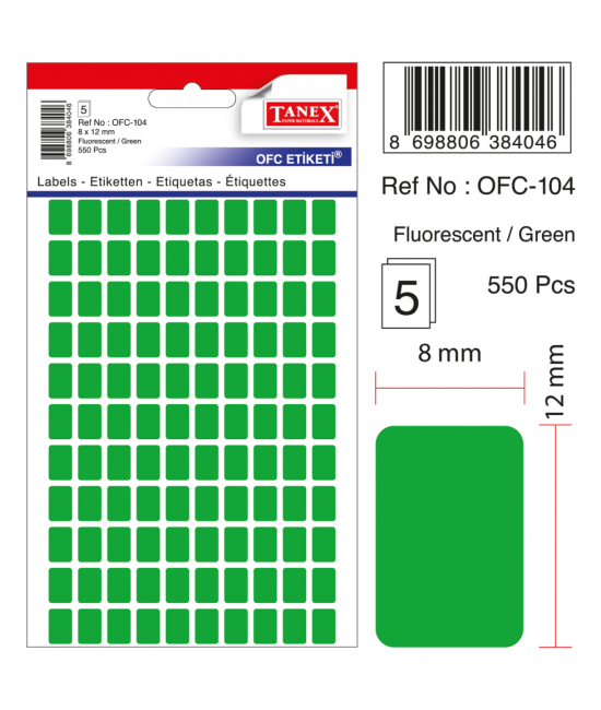 Tanex Ofc-104 Flo Yeşil Ofis Etiketi