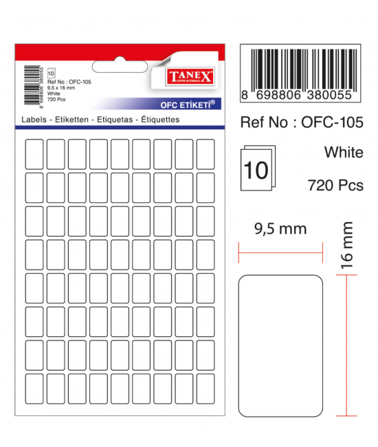 Tanex Ofc-105 White Office Label