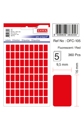 Tanex Ofc-105 Flo Kırmızı Ofis Etiketi