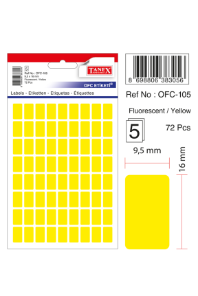 Tanex Ofc-105 Flo Sarı Ofis Etiketi