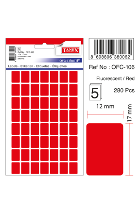 Tanex Ofc-106 Flo Kırmızı Ofis Etiketi