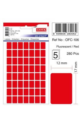 Tanex Ofc-106 Flo Kırmızı Ofis Etiketi