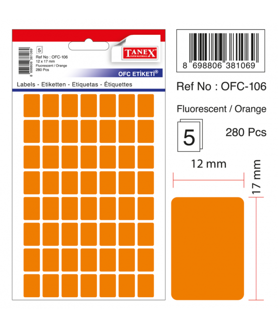 Tanex Ofc-106 Flo Orange Office Label