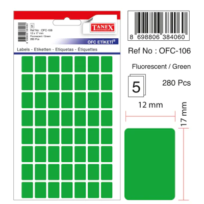 Tanex Ofc-106 Flo Yeşil Ofis Etiketi