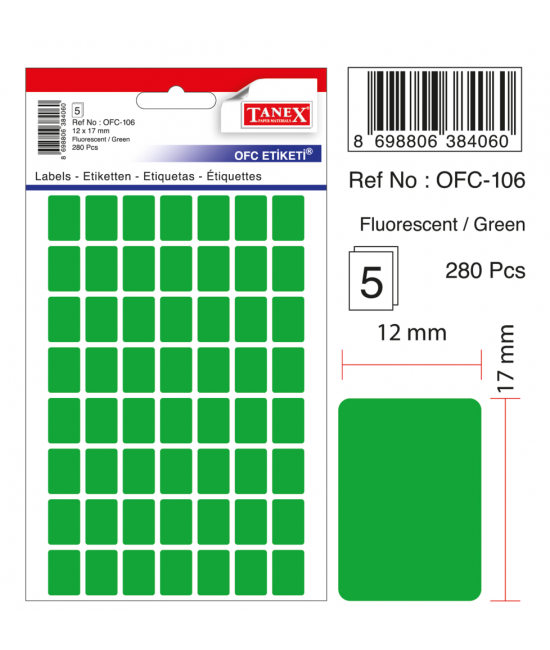 Tanex Ofc-106 Flo Yeşil Ofis Etiketi
