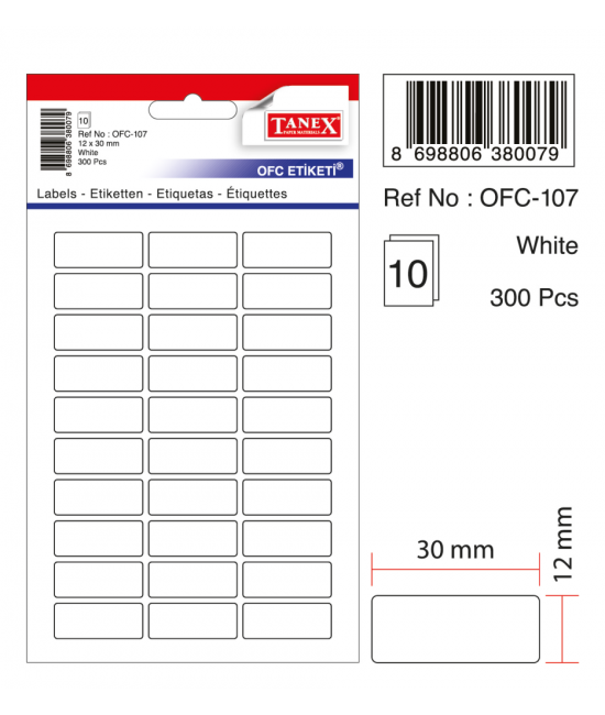 Tanex Ofc-107 Beyaz Ofis Etiketi