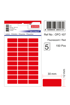 Tanex Ofc-107 Flo Kırmızı Ofis Etiketi