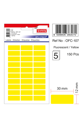 Tanex Ofc-107 Flo Sarı Ofis Etiketi