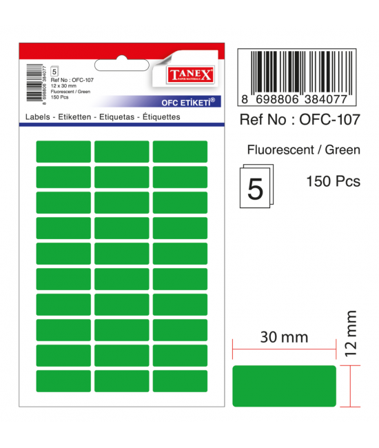 Tanex Ofc-107 Flo Green Office Label