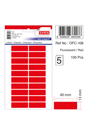 Tanex Ofc-108 Kırmızı Ofis Etiketi