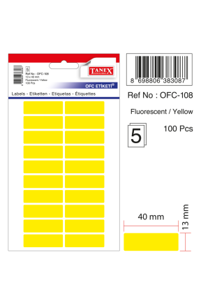 Tanex Ofc-108 Sarı Ofis Etiketi