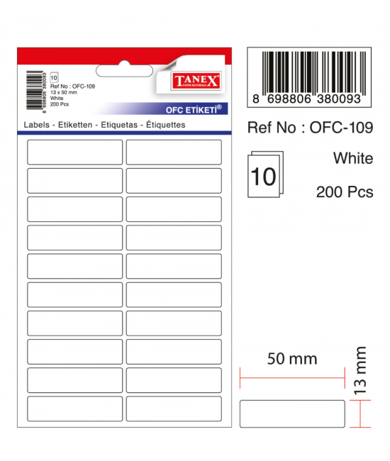 Tanex Ofc-109 Beyaz Ofis Etiketi