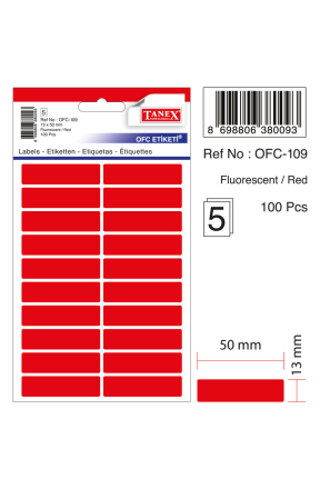 Tanex Ofc-109 Flo Kırmızı Ofis Etiketi