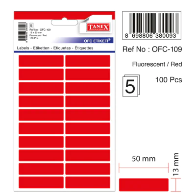 Tanex Ofc-109 Flo Kırmızı Ofis Etiketi