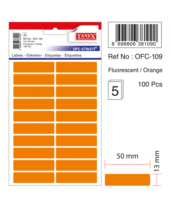 Tanex Ofc-109 Flo Orange Office Label