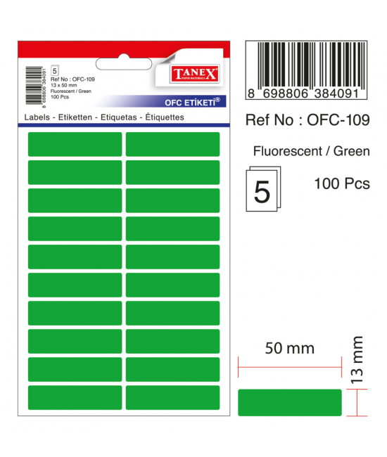 Tanex Ofc-109 Flo Green Office Label