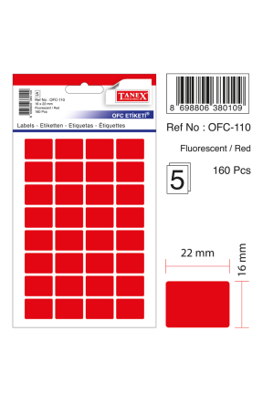 Tanex Ofc-110 Flo Kırmızı Ofis Etiketi