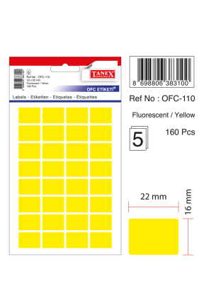 Tanex Ofc-110 Flo Sarı Ofis Etiketi