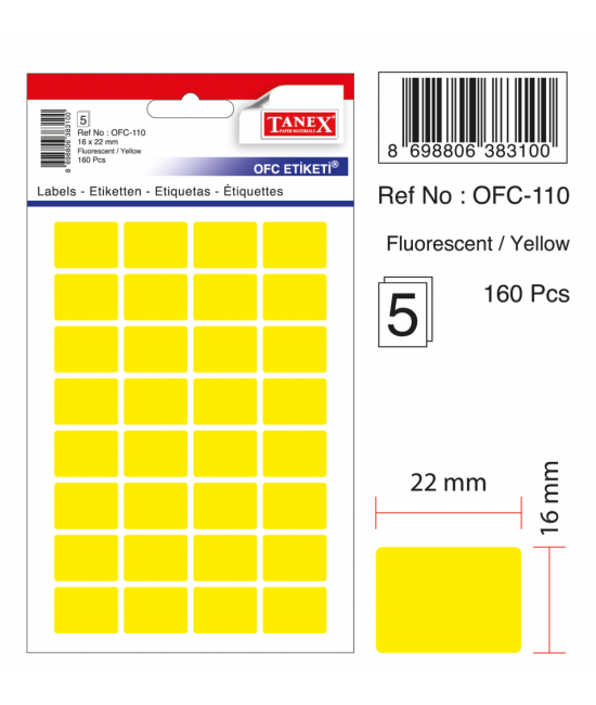 Tanex Ofc-110 Flo Yellow Office Label