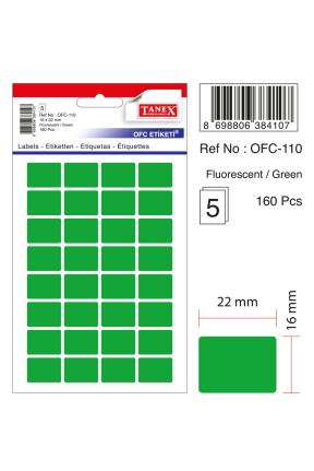 Tanex Ofc-110 Flo Yeşil Ofis Etiketi