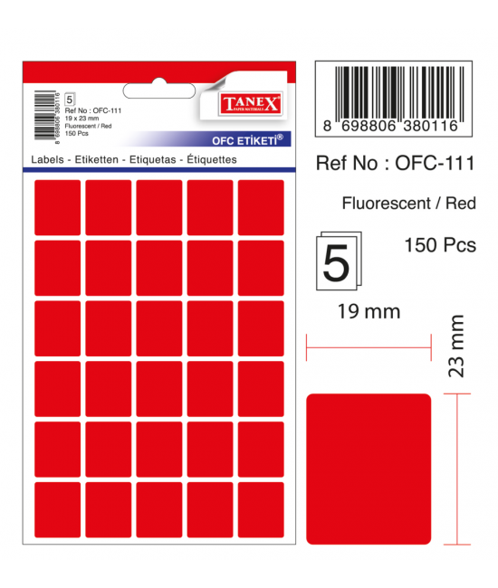 Tanex Ofc-111 Kırmızı Ofis Etiketi