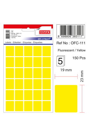 Tanex Ofc-111 Sarı Ofis Etiketi
