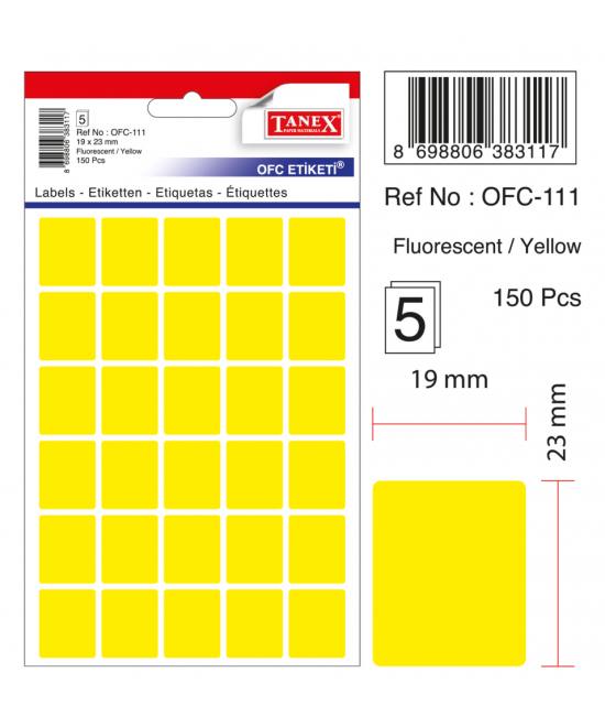 Tanex Ofc-111 Sarı Ofis Etiketi