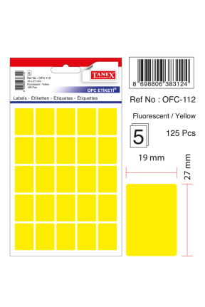 Tanex Ofc-112 Flo Sarı Ofis Etiketi