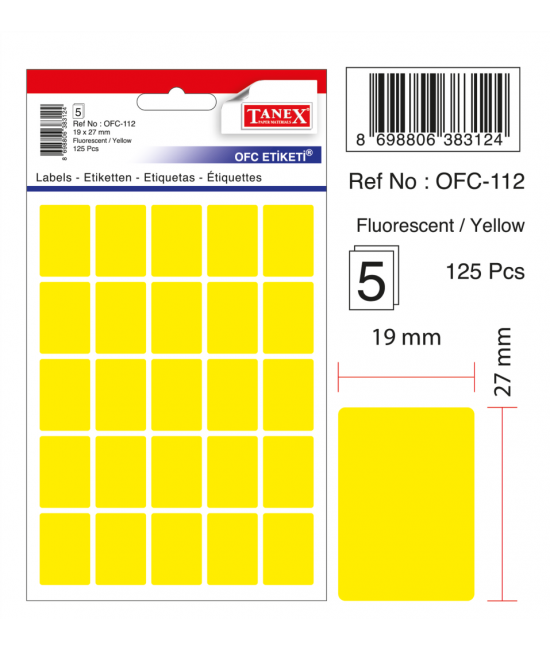 Tanex Ofc-112 Flo Sarı Ofis Etiketi