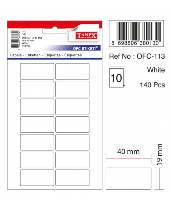 Tanex Ofc-113 White Office Label