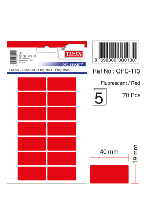 Tanex Ofc-113 Flo Kırmızı Ofis Etiketi
