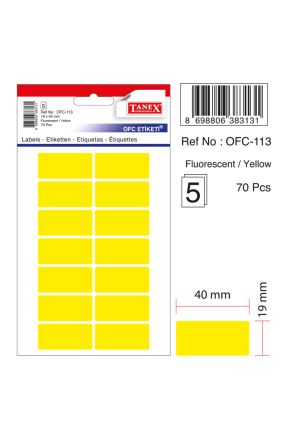 Tanex Ofc-113 Flo Sarı Ofis Etiketi