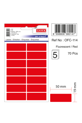 Tanex Ofc-114 Flo Kırmızı Ofis Etiketi