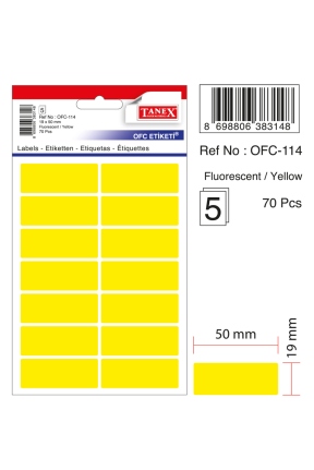 Tanex Ofc-114 Flo Sarı Ofis Etiketi