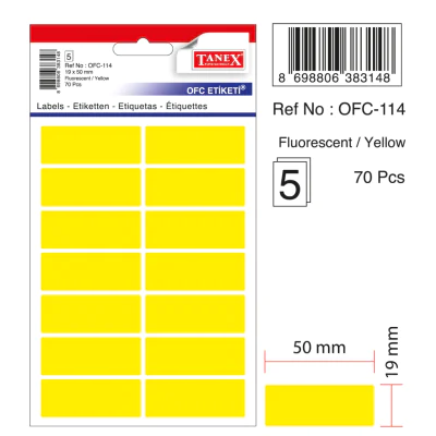Tanex Ofc-114 Flo Sarı Ofis Etiketi