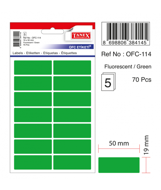 Tanex Ofc-114 Flo Yeşil Ofis Etiketi