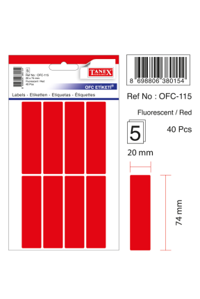 Tanex Ofc-115 Flo Kırmızı Ofis Etiketi