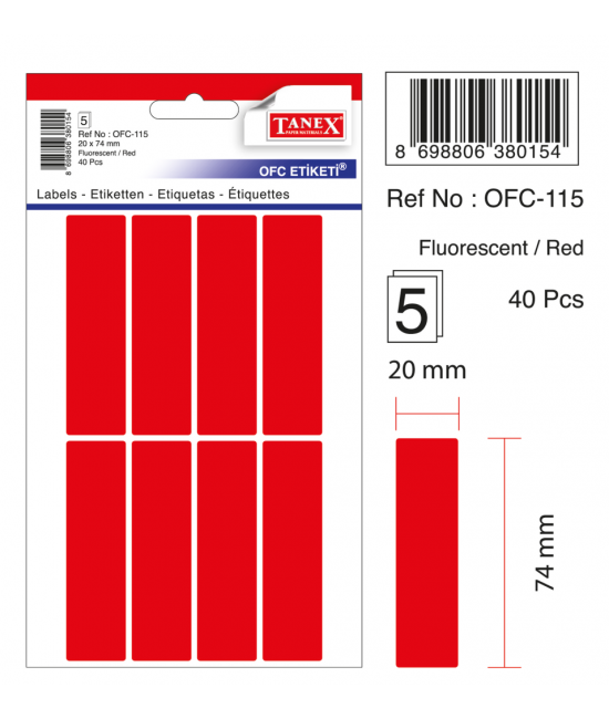Tanex Ofc-115 Flo Kırmızı Ofis Etiketi