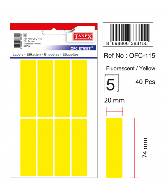 Tanex Ofc-115 Flo Sarı Ofis Etiketi