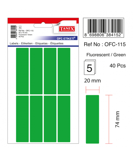 Tanex Ofc-115 Flo Yeşil Ofis Etiketi