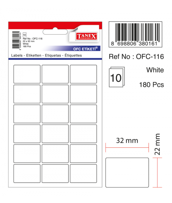 Tanex Ofc-116 White Office Label