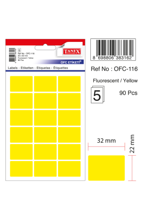Tanex Ofc-116 Flo Sarı Ofis Etiketi