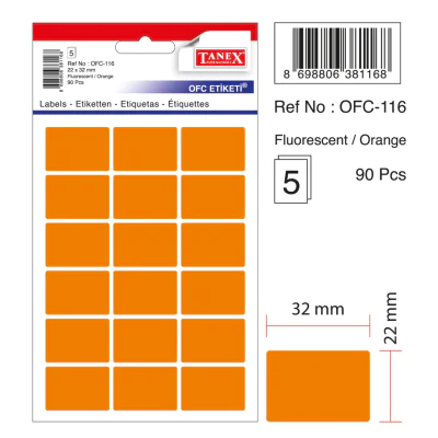Tanex Ofc-116 Flo Turuncu Ofis Etiketi