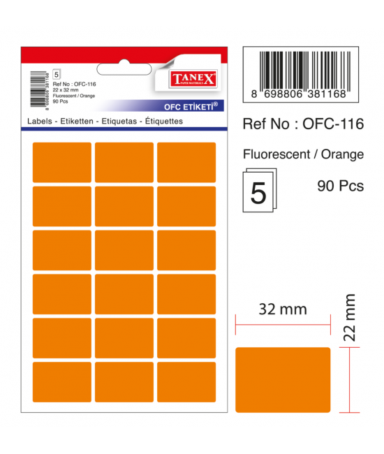 Tanex Ofc-116 Flo Orange Office Label