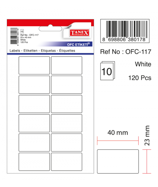 Tanex Ofc-117 White Office Label