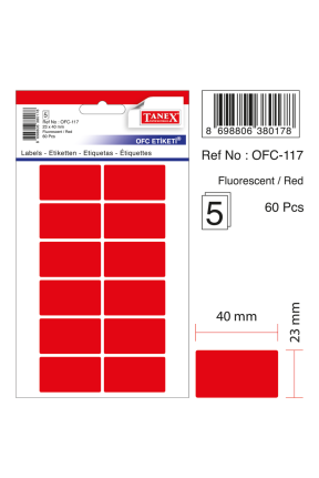 Tanex Ofc-117 Flo Kırmızı Ofis Etiketi