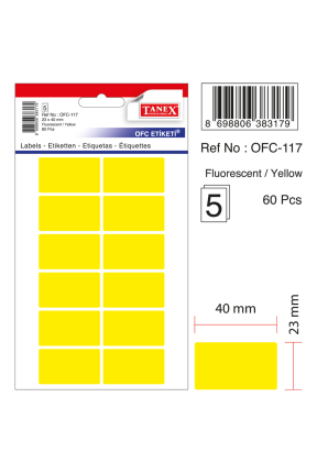 Tanex Ofc-117 Flo Sarı Ofis Etiketi