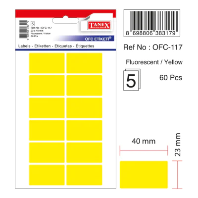 Tanex Ofc-117 Flo Sarı Ofis Etiketi